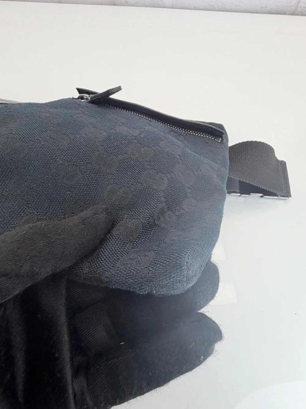 Gucci Black Monogram Double Gg Fanny Waist Belt Bag